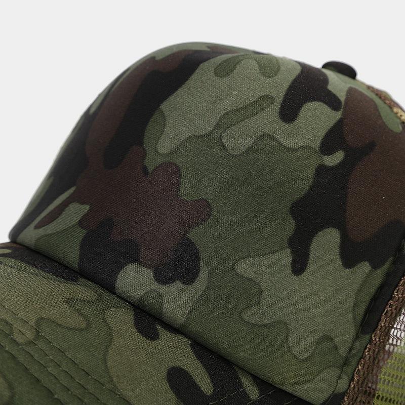 Green Camo Mesh Trucker Hat with Adjustable Snapback Closure
