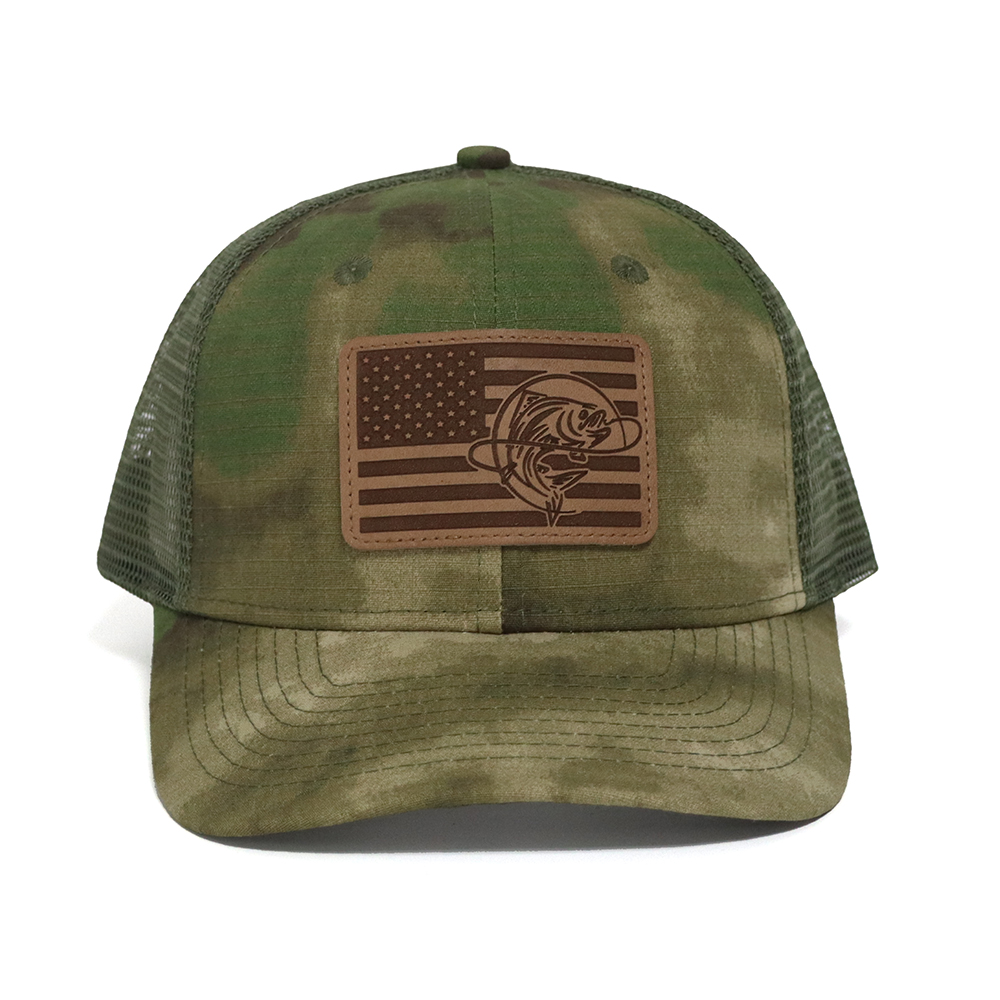 Army Green Trucker Hat with Mesh Back and Snapback Fit