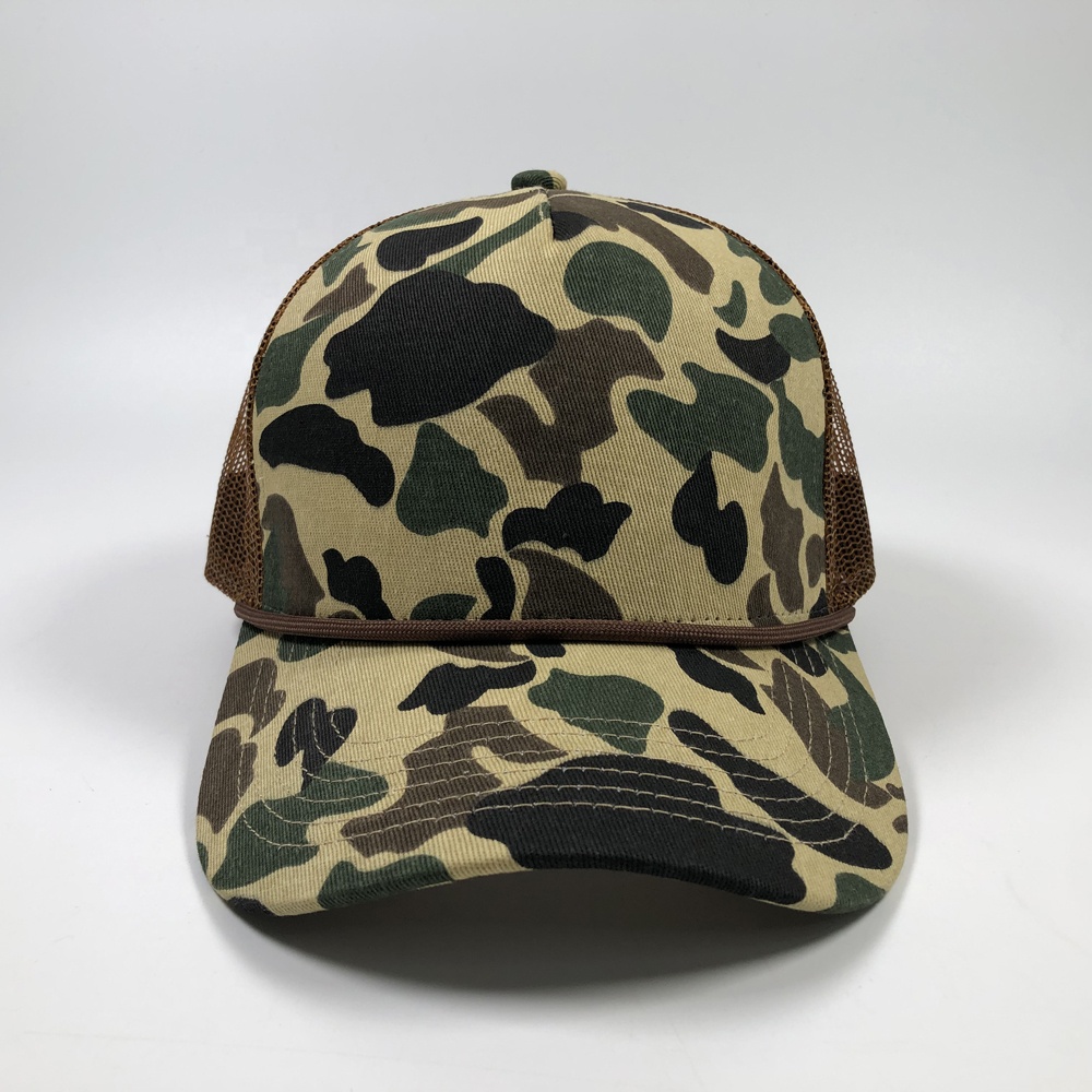 Camo Print Mesh Trucker Hat with Curved Bill – Outdoor Style Cap