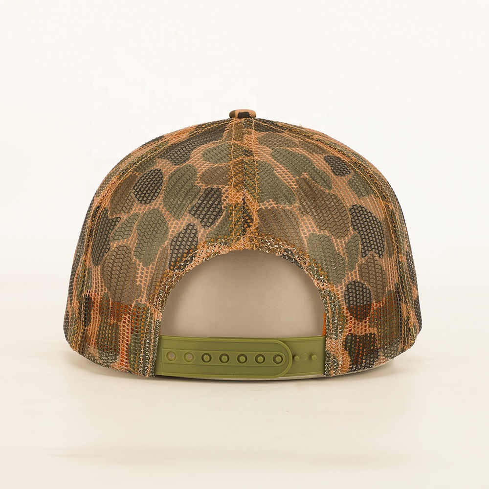 FOWL HOUSE Duck Camo Trucker Hat with Leather Patch – Mesh Snapback