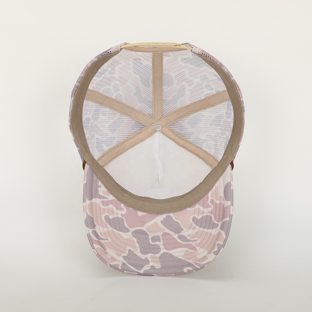 Retro Style Trucker Hat with Camo Brim and FitWell Patch