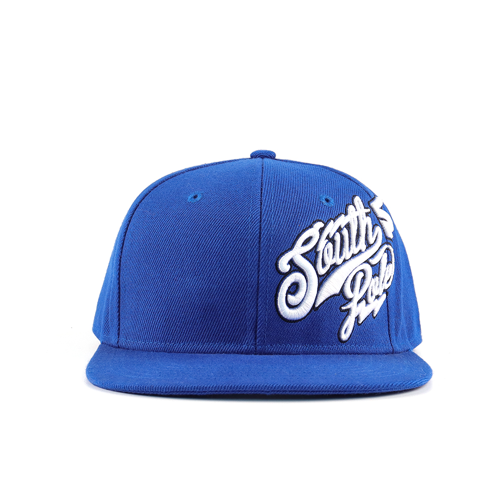 Royal Blue Flat Brim Script Embroidered Snapback Cap