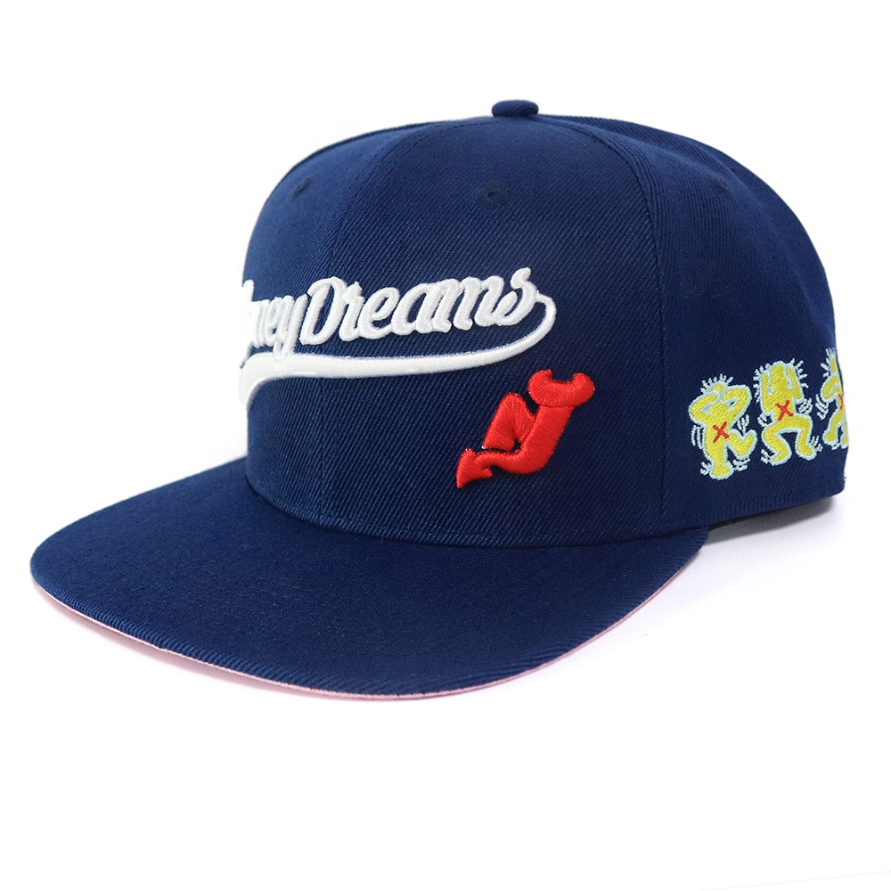 Money Dreams Embroidered Navy Blue Snapback Hat
