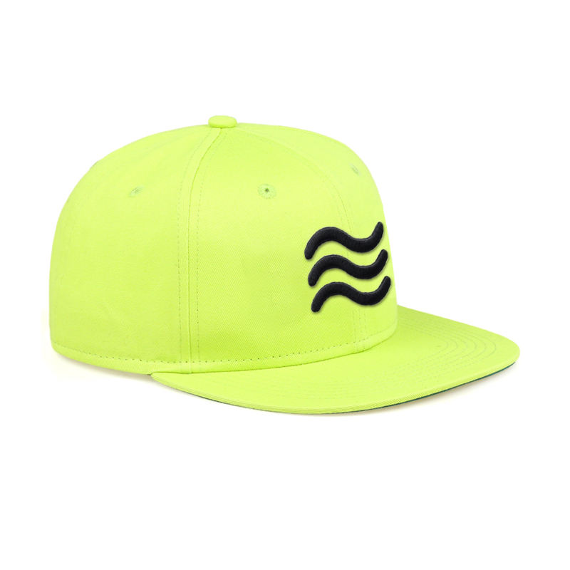 Neon Green Wave Embroidered Snapback Hat
