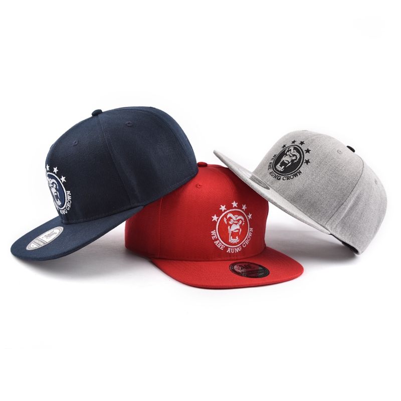 6 Panel Flat Brim Snapback Cap with Custom Embroidered Logo