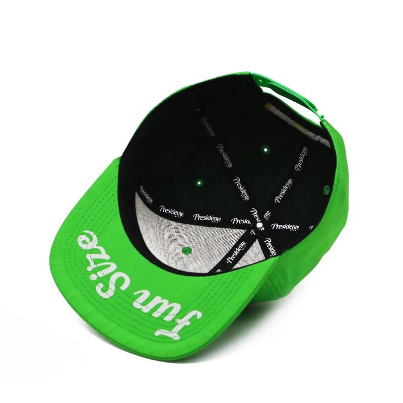 Bright Green Presidente Embroidered 6-Panel Flat Brim Snapback Hat