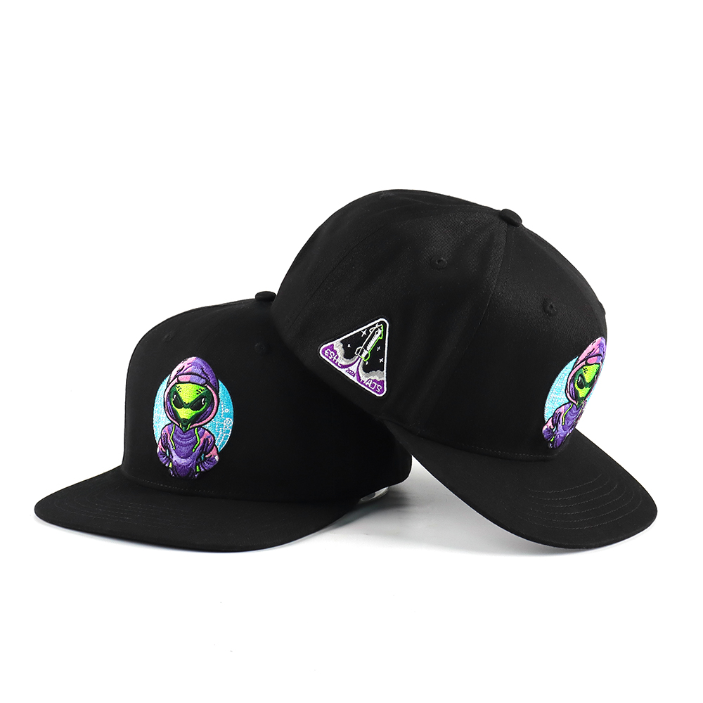 Black Alien Astronaut Embroidered Snapback Cap
