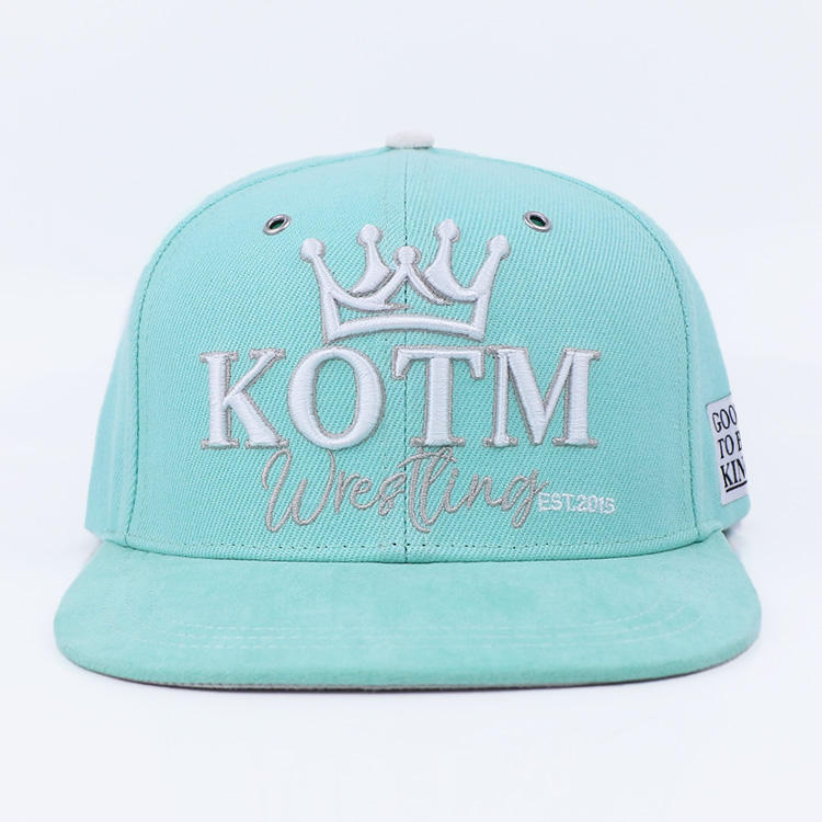 KOTM Crown Embroidered Mint Flat Brim Snapback Hat