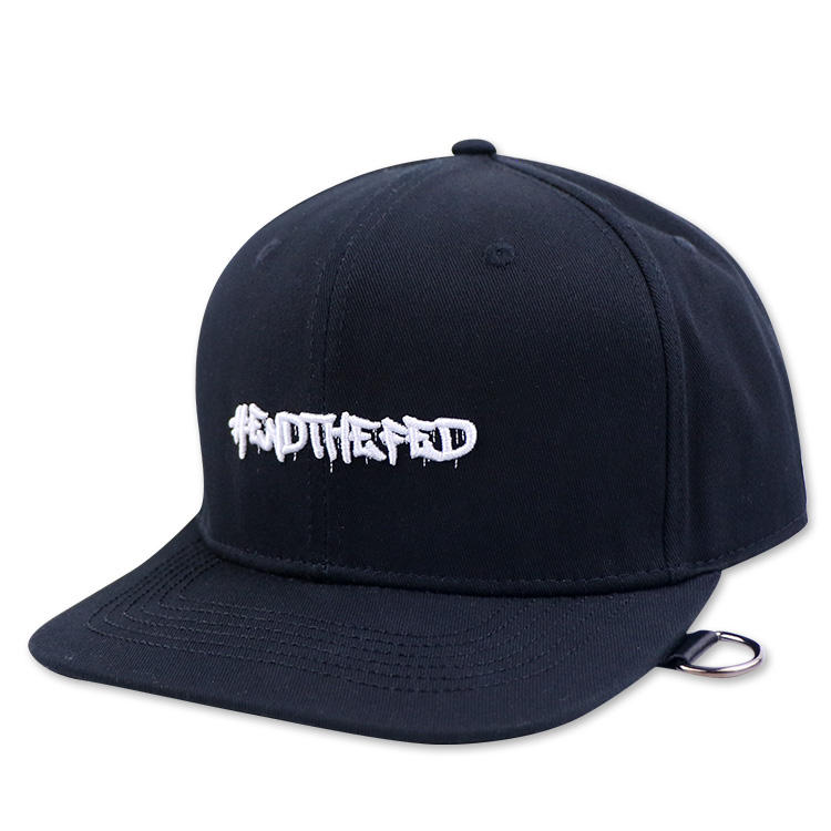 Black Graffiti Letter Embroidered 6 Panel Snapback Cap