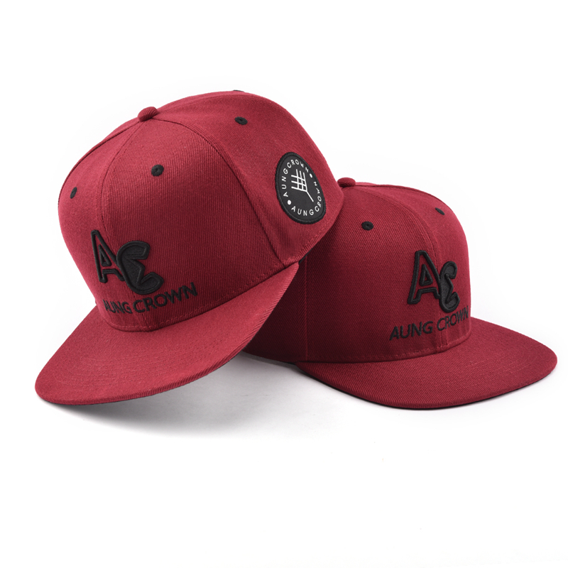 AUNG CROWN AC Embroidered Flat Brim Snapback Cap