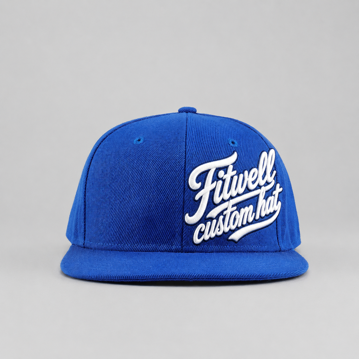 Royal Blue Flat Brim Script Embroidered Snapback Cap