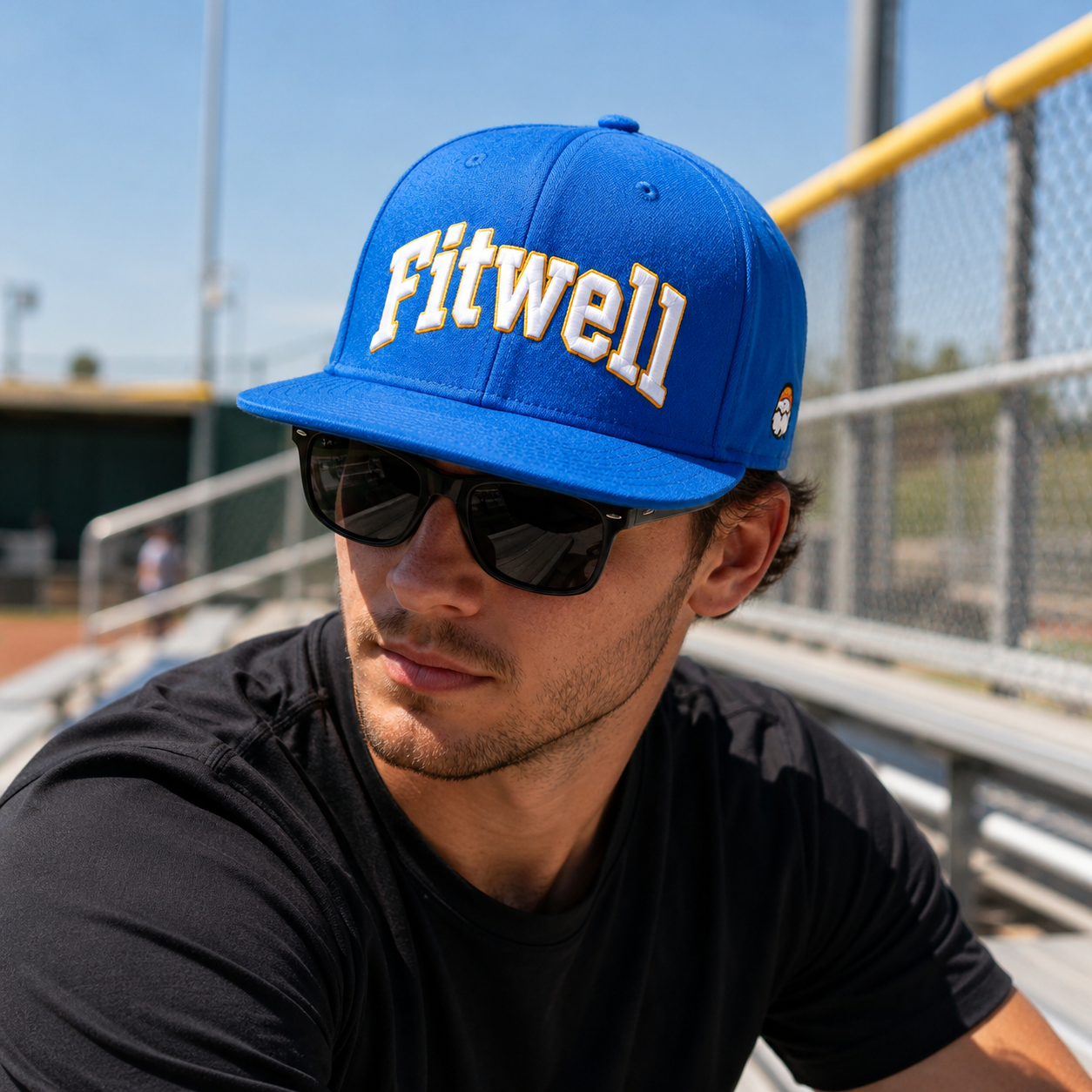 Royal Blue Edmonton Arch Letter Embroidered Flat Brim Snapback Cap