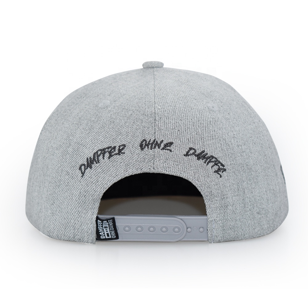Oh No Damage Gray Embroidered Flat Brim Snapback Hat