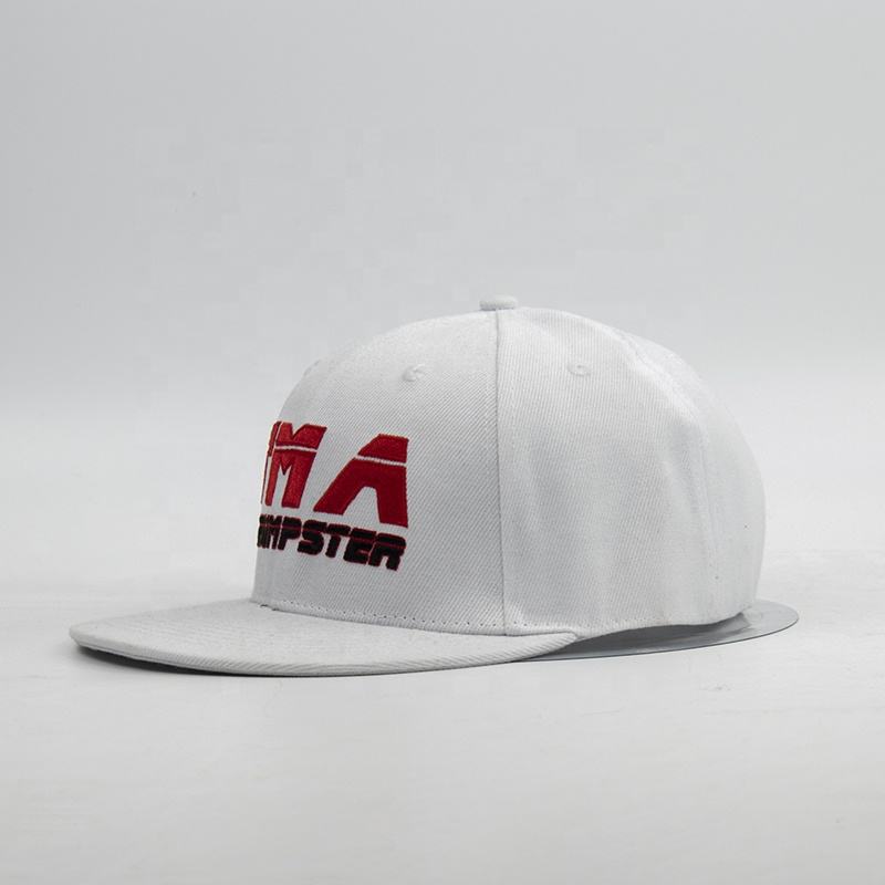 White Flat Brim Snapback Cap with Bold Embroidered Logo