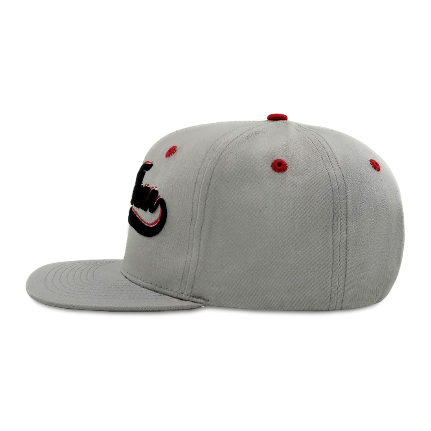 6 Panel Embroidered Snapback Cap Flat Brim Structured Street Style Hat