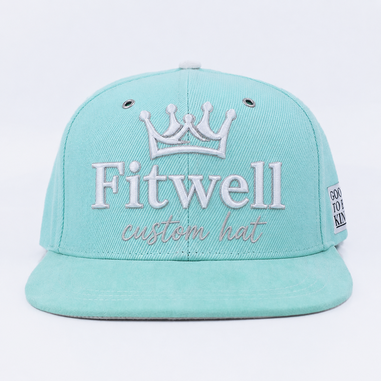 KOTM Crown Embroidered Mint Flat Brim Snapback Hat
