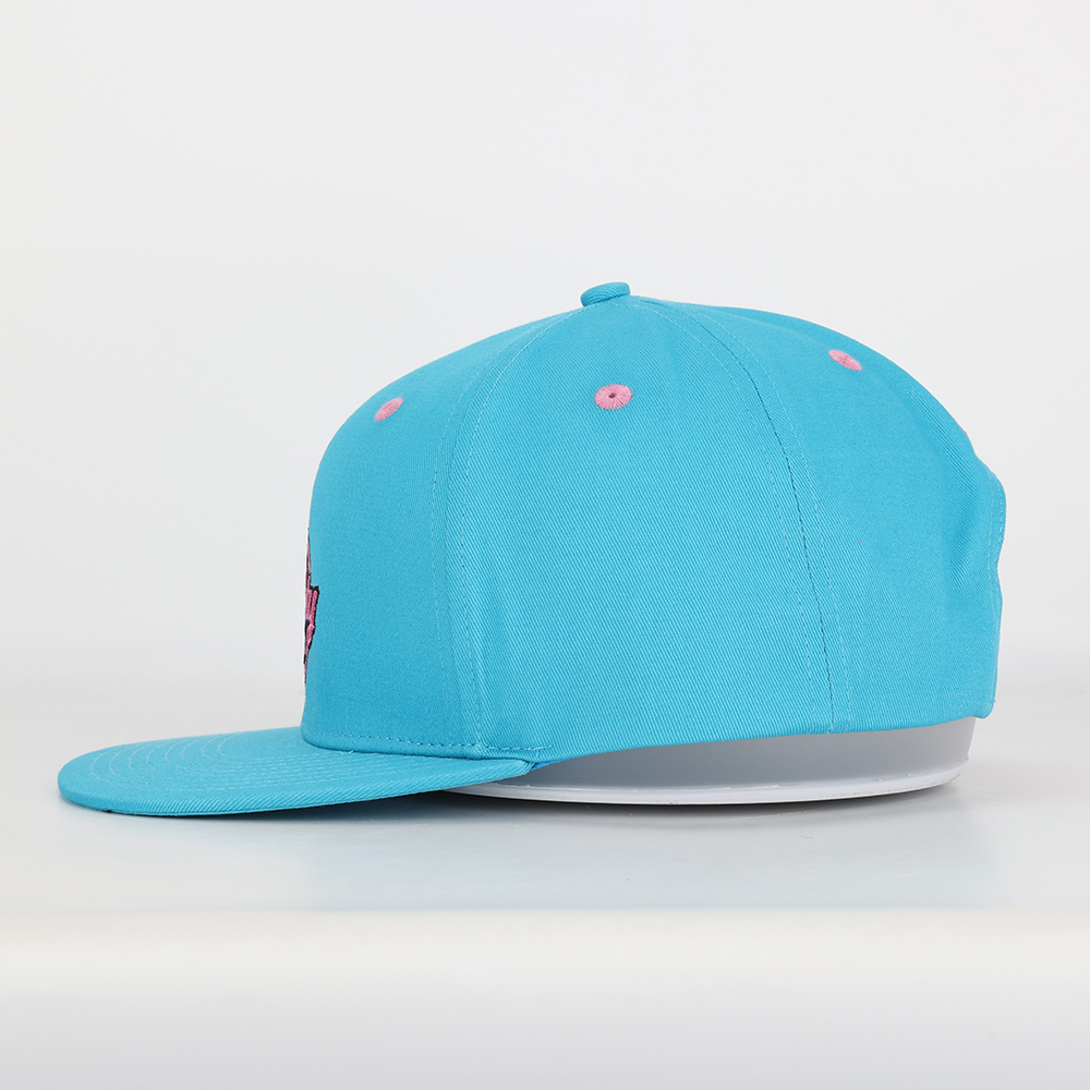 Bright Blue Flat Brim Snapback Hat with Logo Embroidery