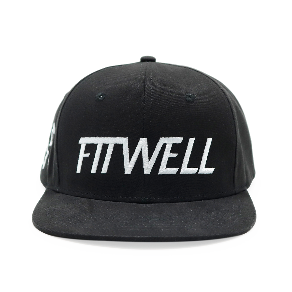 Black Flat Brim Snapback Cap with Embroidered Logo