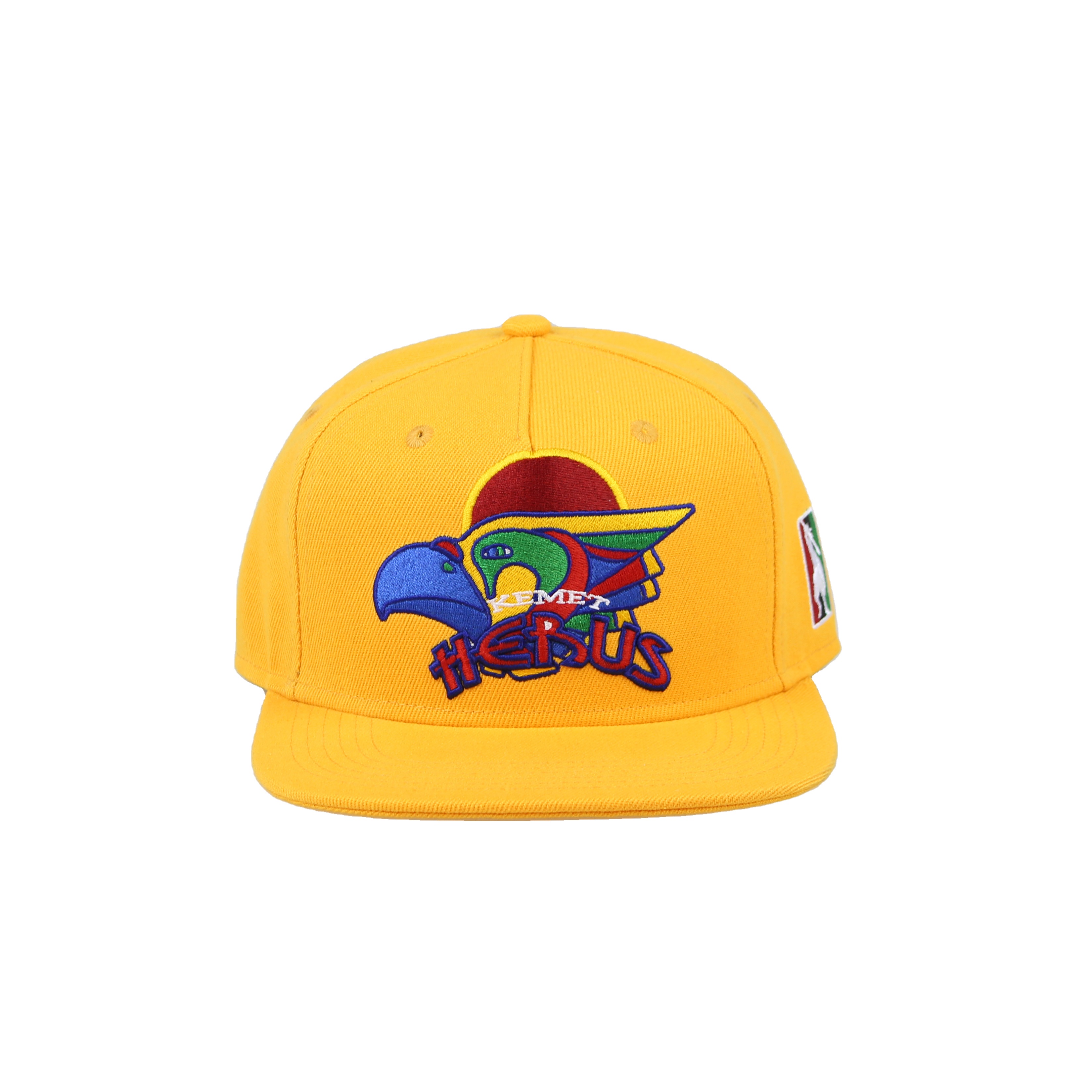 Yellow Aztec Eagle Embroidered Flat Brim Snapback Cap
