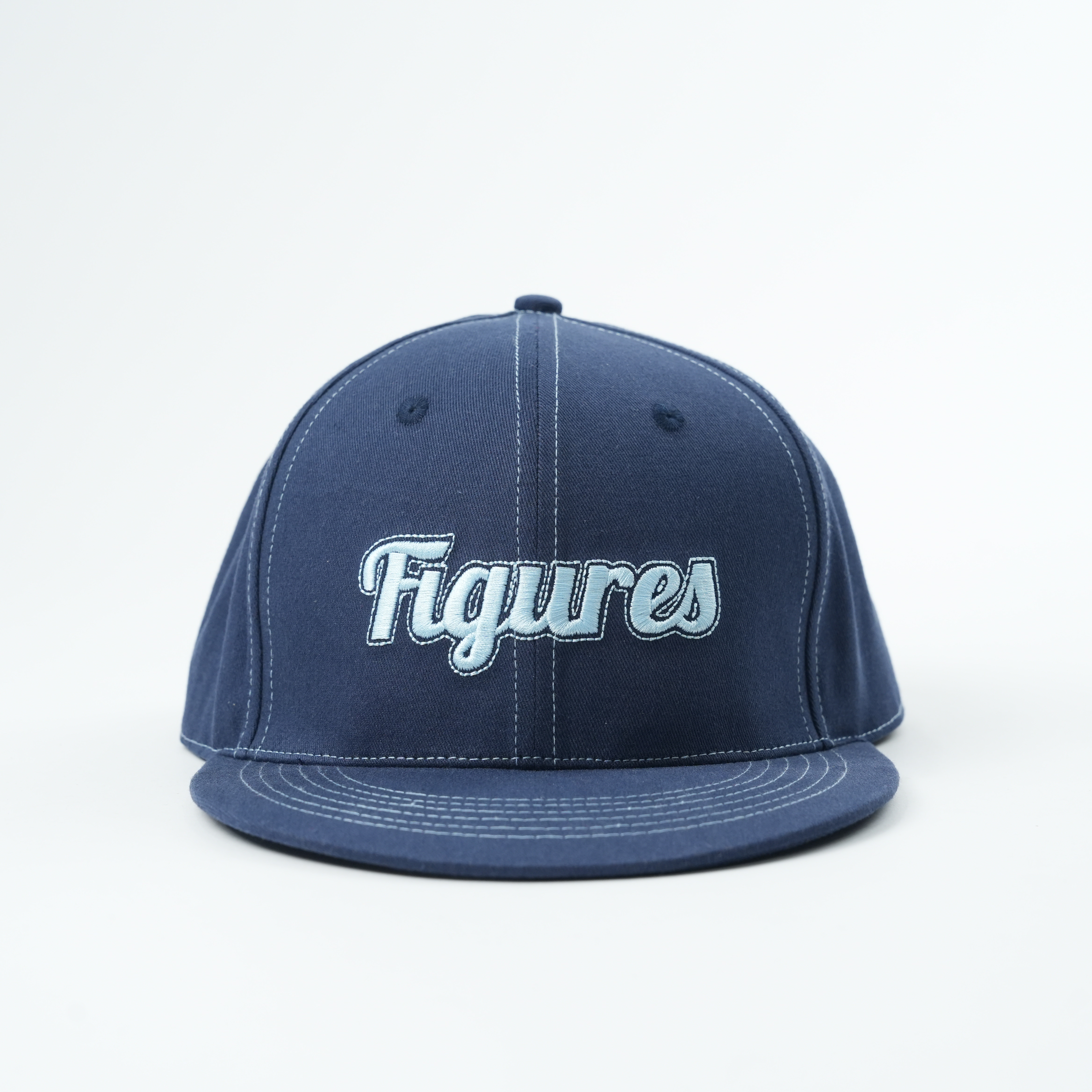 Navy Figures Embroidered Flat Brim Snapback Cap