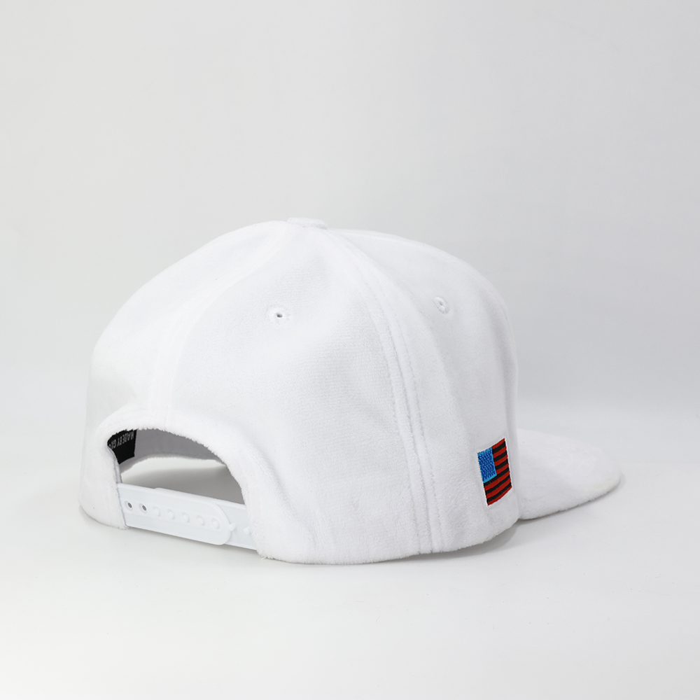 White Celestial Floral Embroidered Flat Brim Snapback Cap