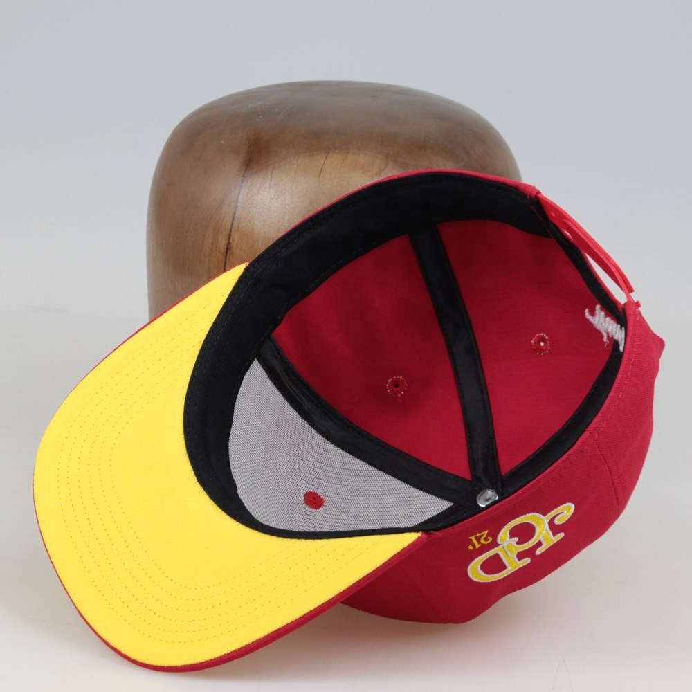Red JJ Design Embroidered Flat Brim Snapback Cap