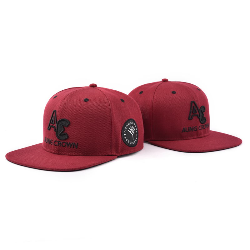 AUNG CROWN AC Embroidered Flat Brim Snapback Cap