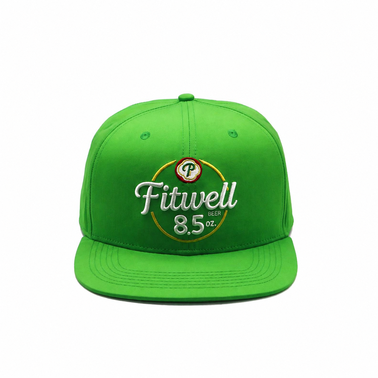 Bright Green Presidente Embroidered 6-Panel Flat Brim Snapback Hat
