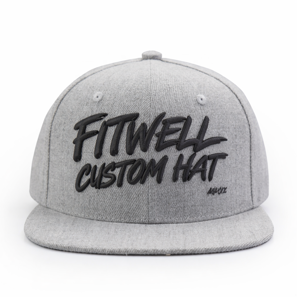 Grey Embroidered Letter Flat Brim Snapback Cap