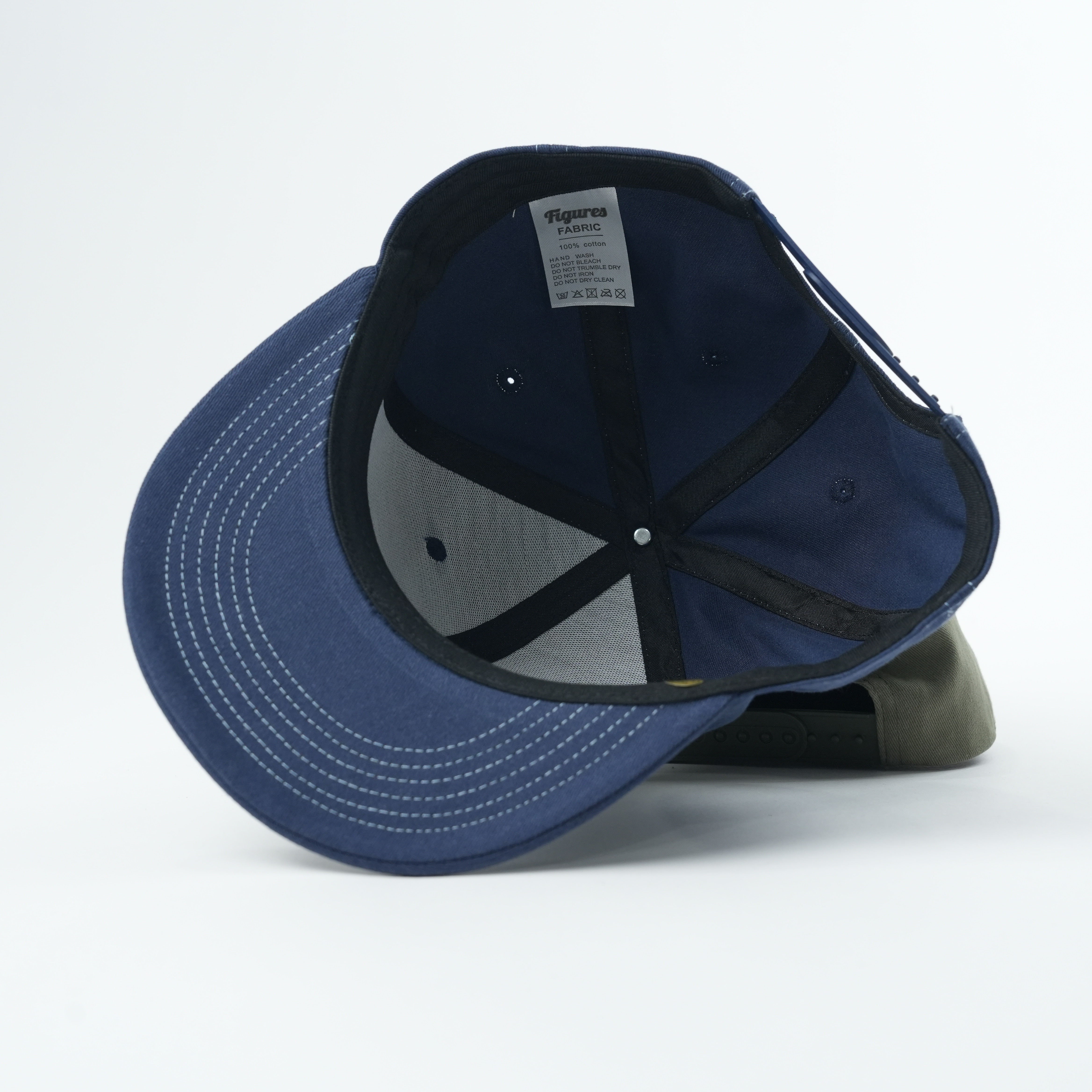 Navy Figures Embroidered Flat Brim Snapback Cap
