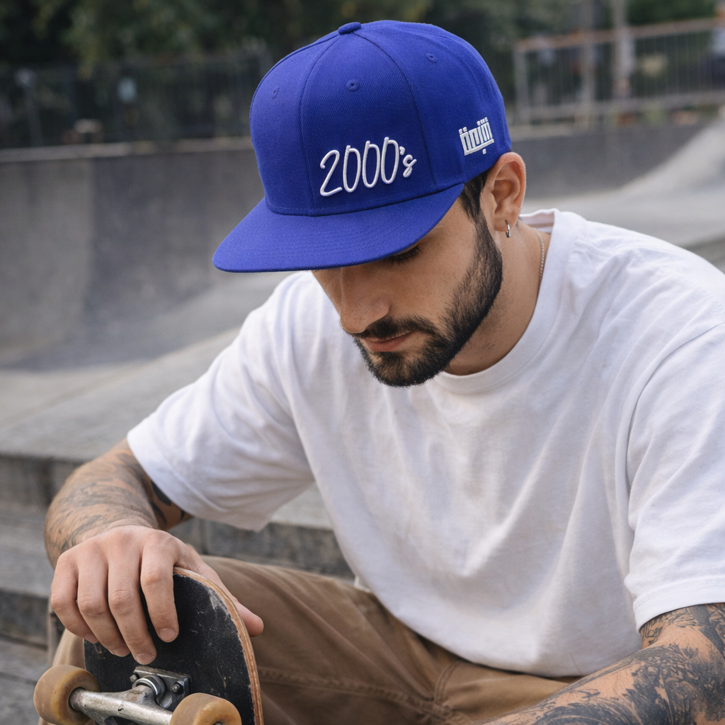 Classic Blue Embroidered 6 Panel Snapback Cap