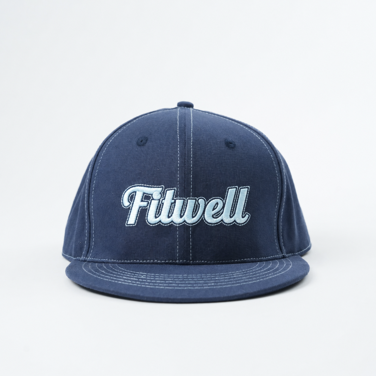 Navy Figures Embroidered Flat Brim Snapback Cap