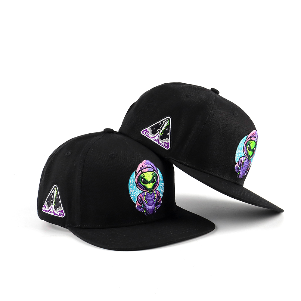 Black Alien Astronaut Embroidered Snapback Cap