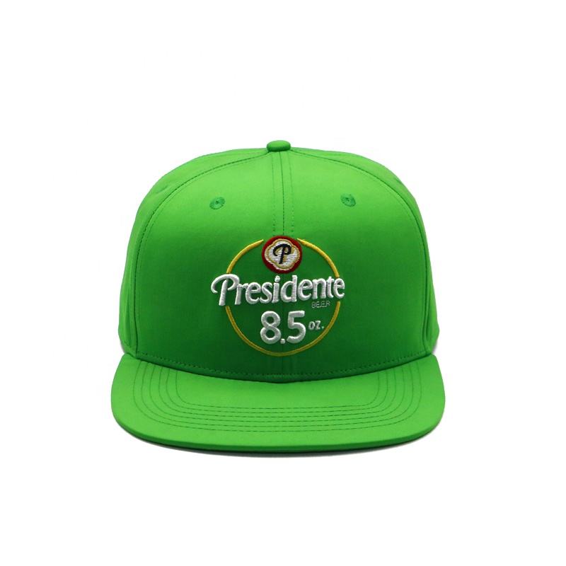 Bright Green Presidente Embroidered 6-Panel Flat Brim Snapback Hat