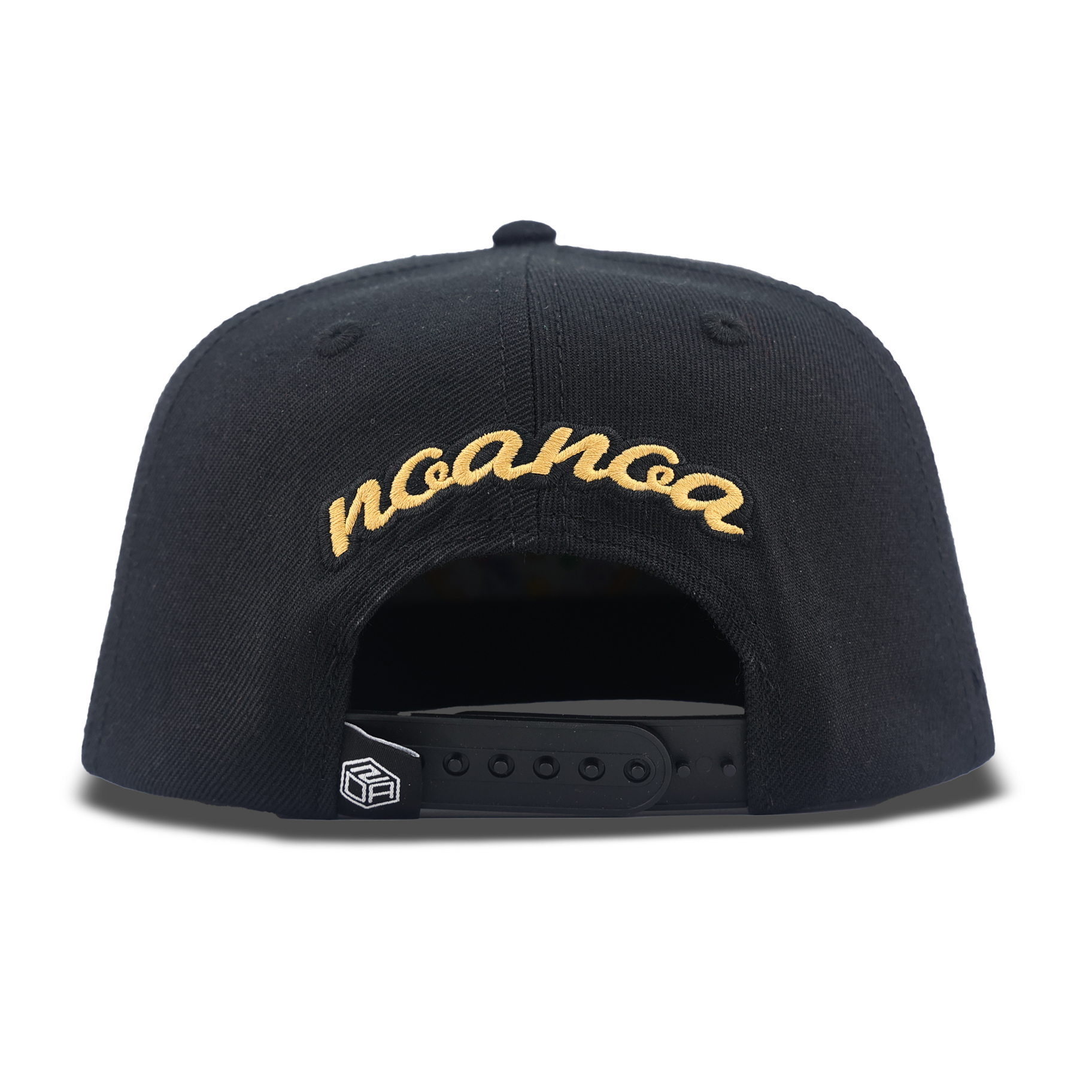 Black Circular Multicolor Embroidered Snapback Hat