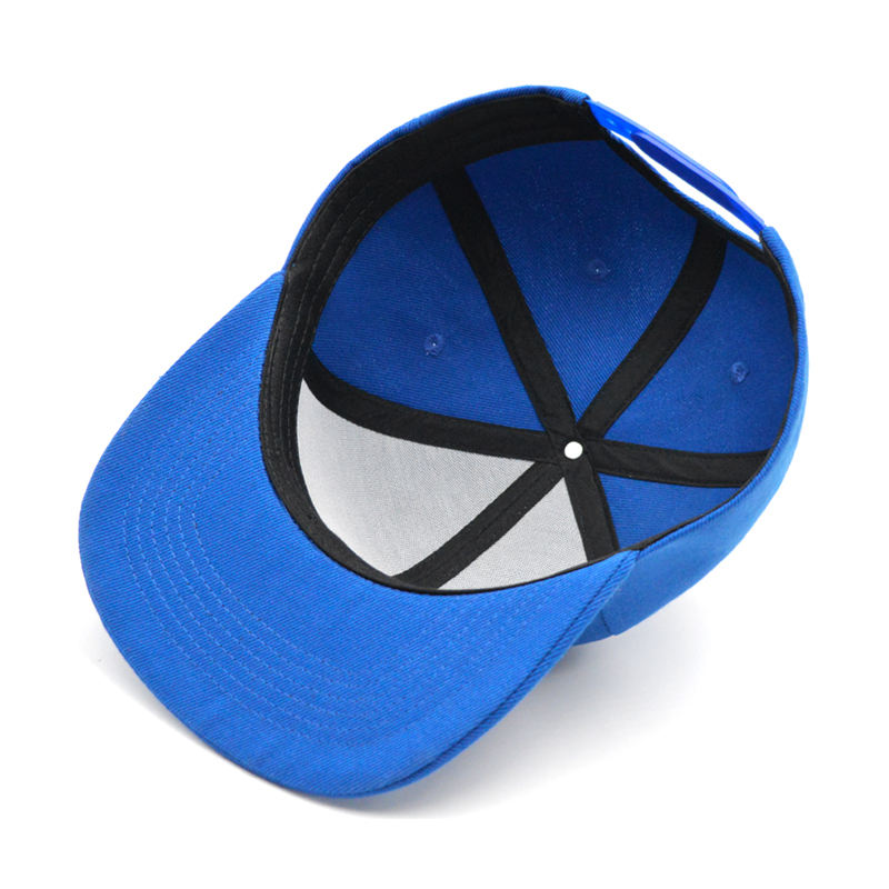 Blue 6 Panel Snapback Cap with Ghost Baseball Embroidery