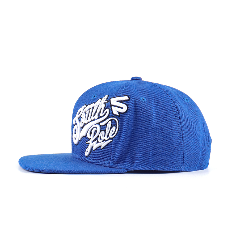 Royal Blue Flat Brim Script Embroidered Snapback Cap