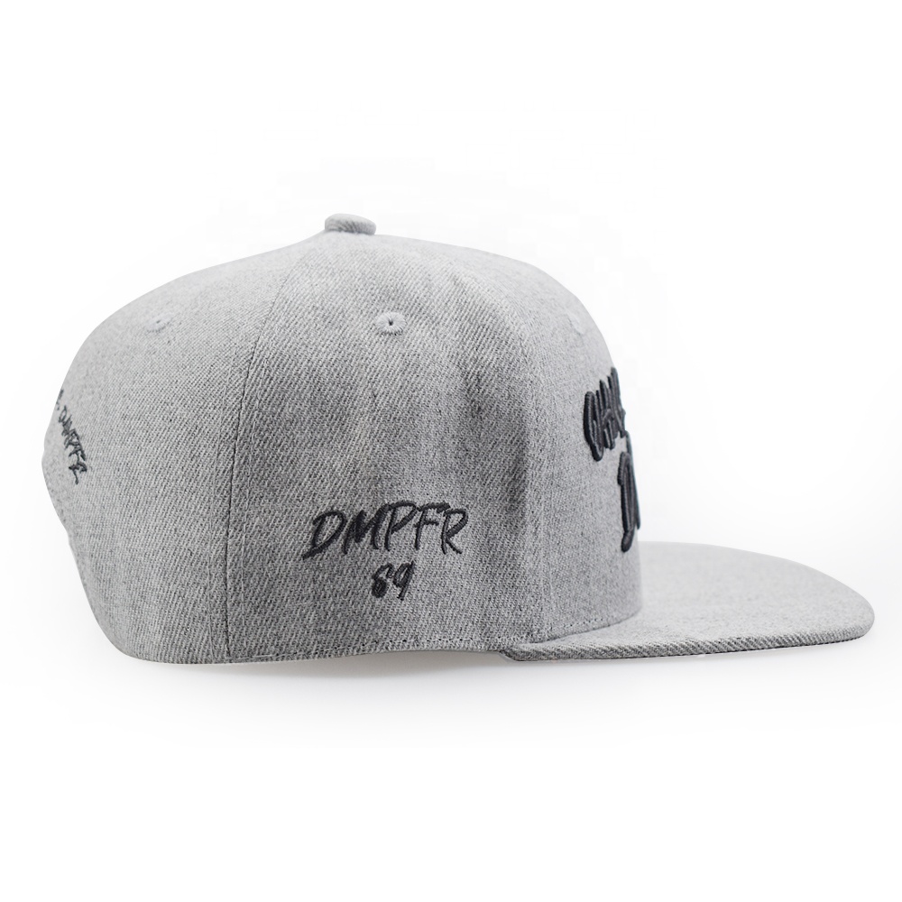 Oh No Damage Gray Embroidered Flat Brim Snapback Hat