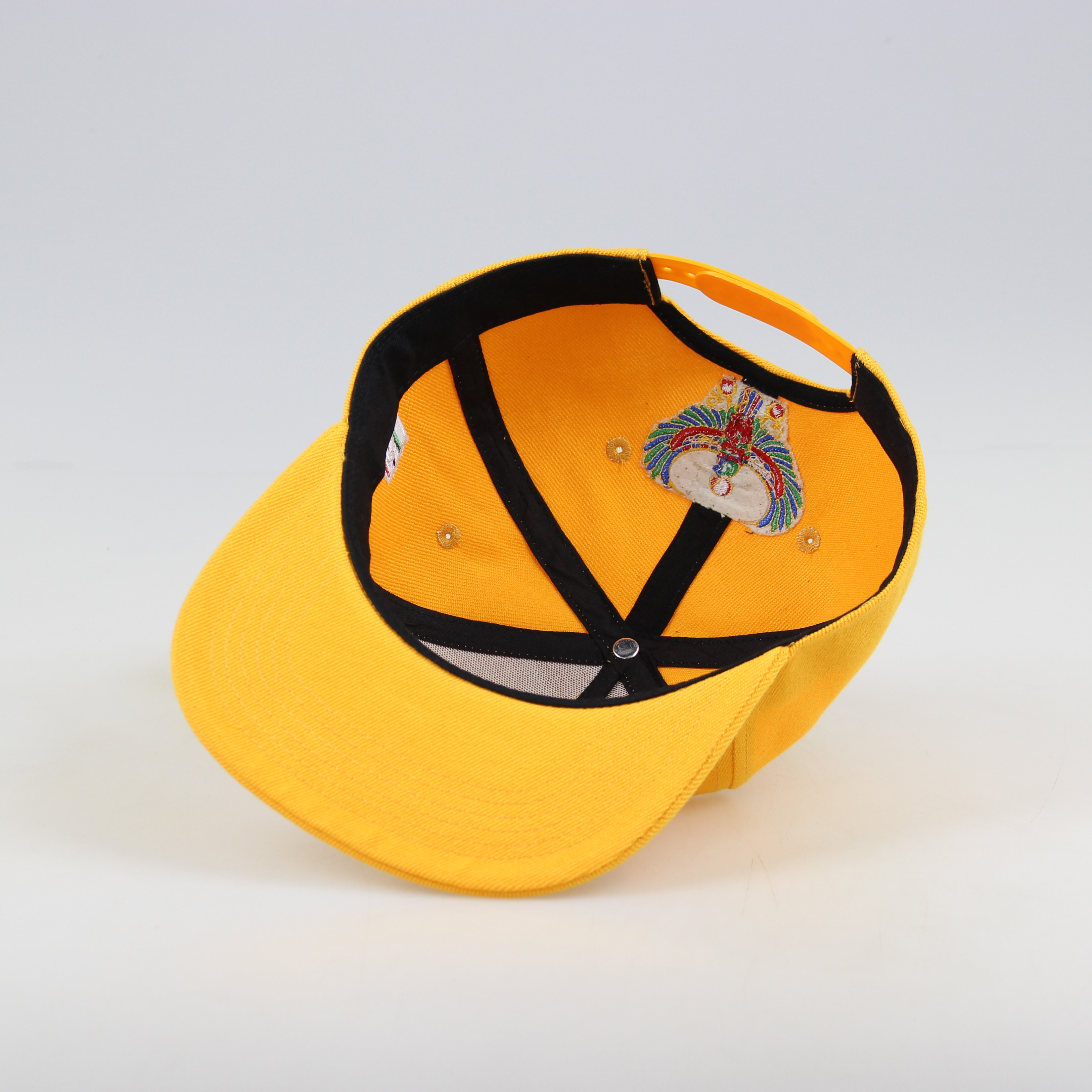 Yellow Aztec Eagle Embroidered Flat Brim Snapback Cap