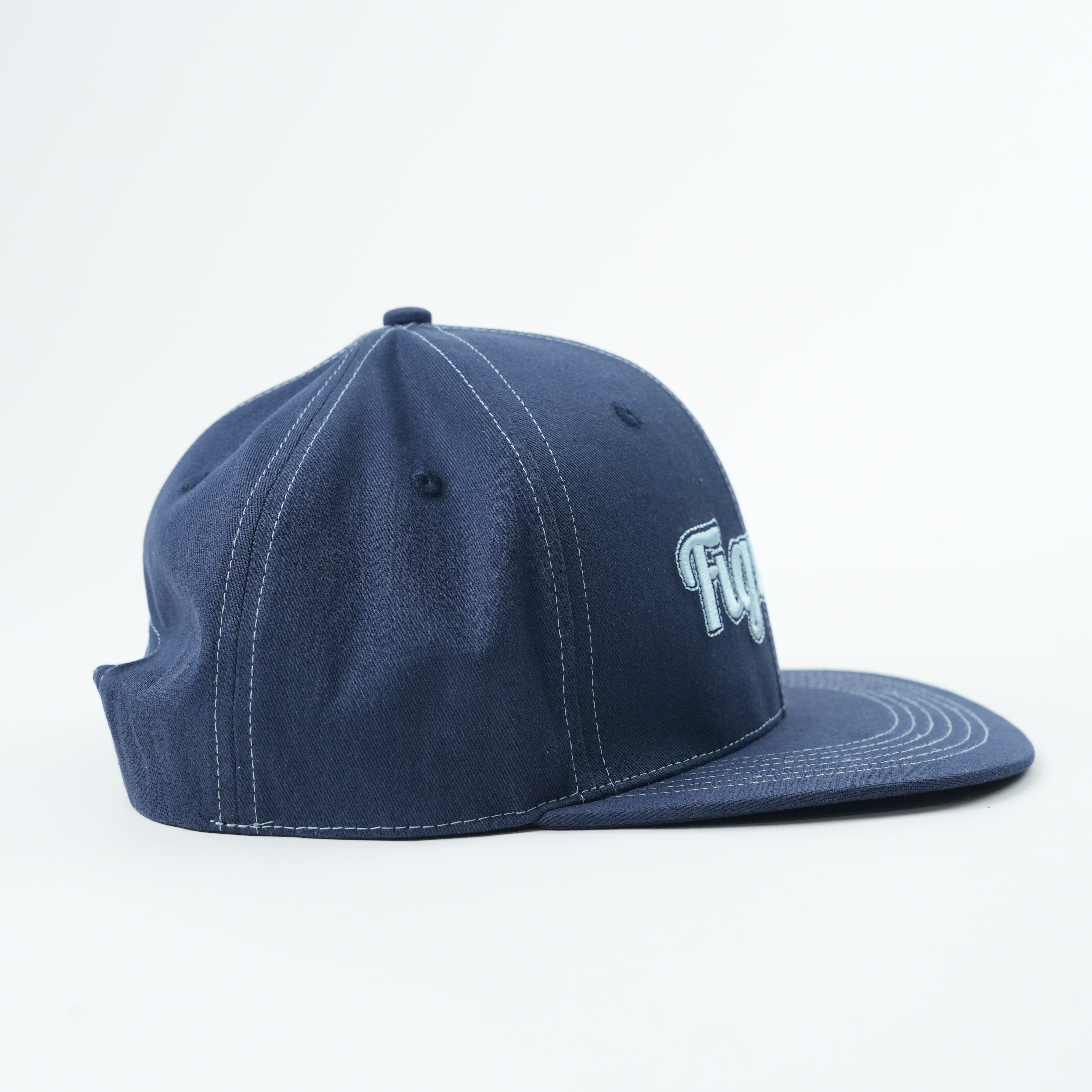 Navy Figures Embroidered Flat Brim Snapback Cap