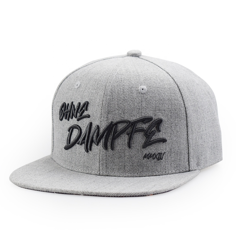Oh No Damage Gray Embroidered Flat Brim Snapback Hat