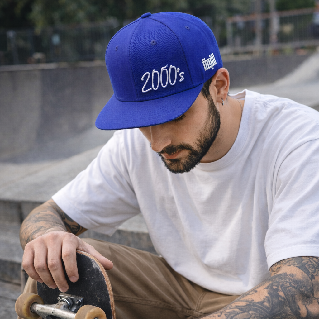 Classic Blue Embroidered 6 Panel Snapback Cap