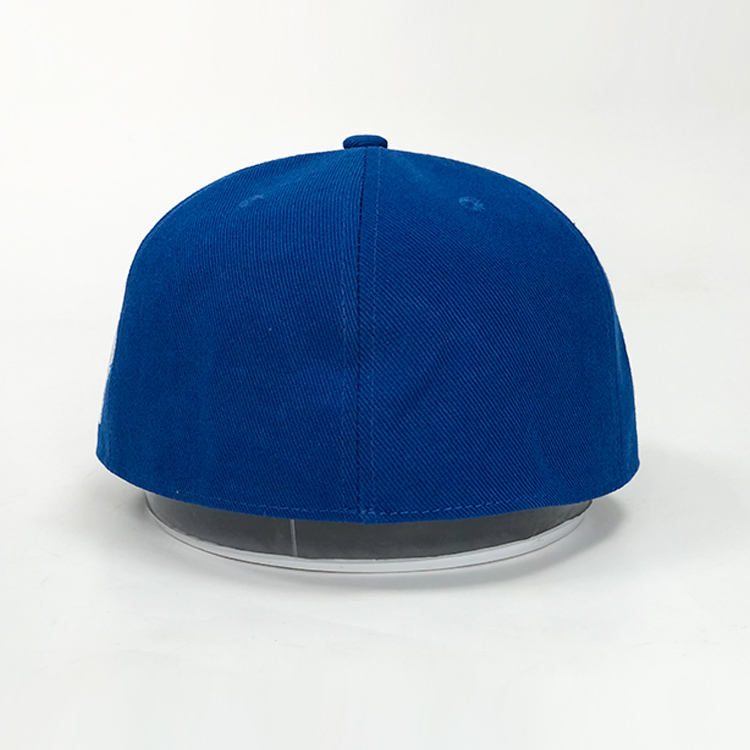 Royal Blue Palm Tree Crest Embroidered Six-Panel Flat-Brim Cap