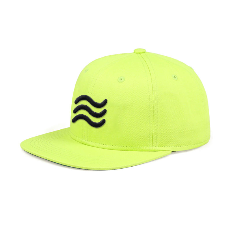 Neon Green Wave Embroidered Snapback Hat