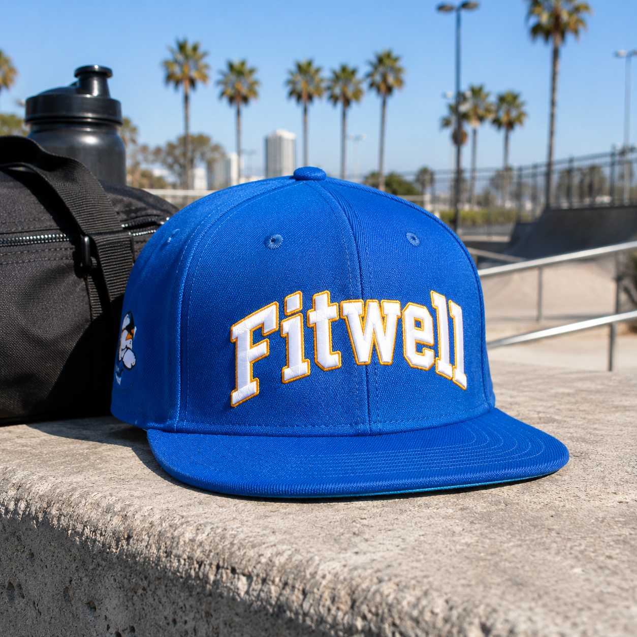 Royal Blue Edmonton Arch Letter Embroidered Flat Brim Snapback Cap