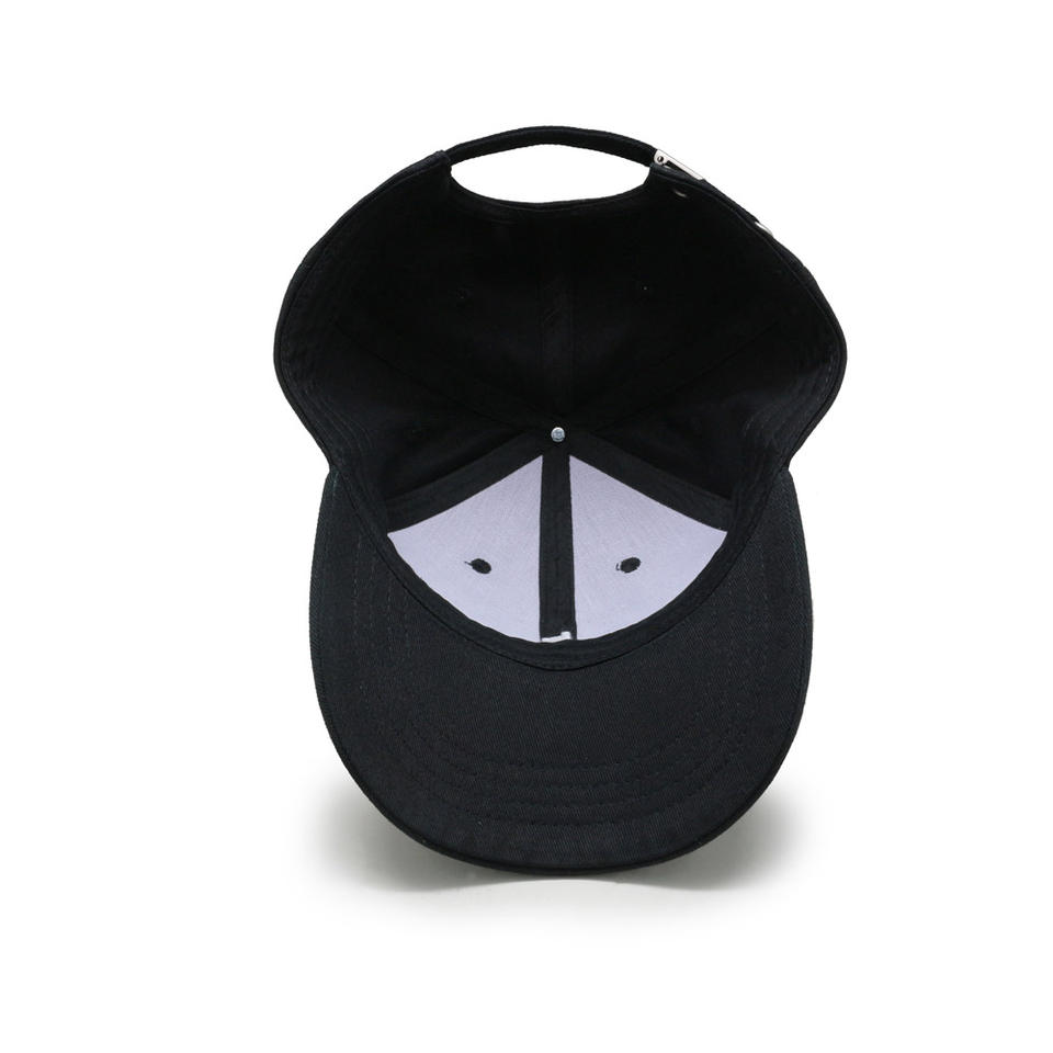 Black Flat Brim Snapback Cap with Tonal Embroidered Logo Structured Baseball Hat
