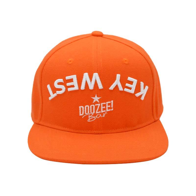 Key West Doozee Bar Orange Embroidered Flat Brim Snapback Cap