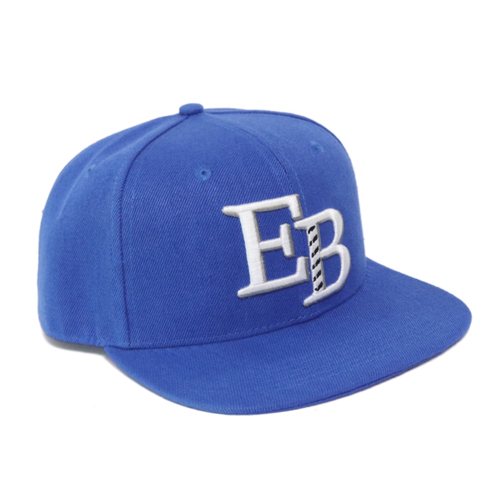Royal Blue 6 Panel Snapback Cap with 3D Embroidered EB Logo