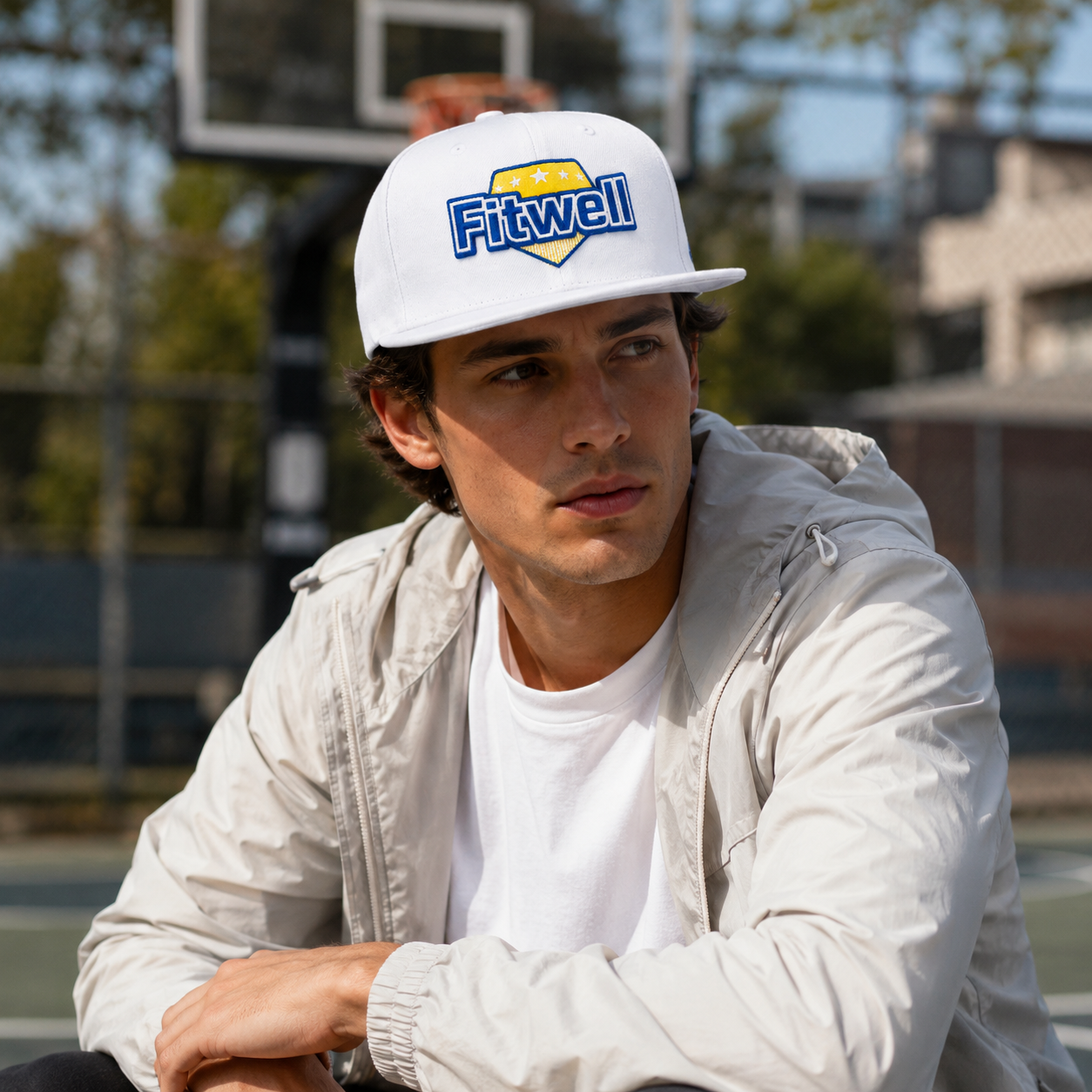 White Indiana Embroidered 6-Panel Flat Brim Snapback Cap