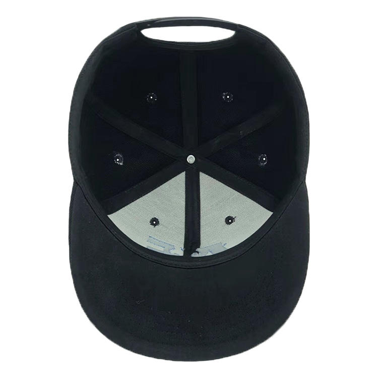 Black Flat Brim Snapback Cap with Blue 3D AF Embroidery